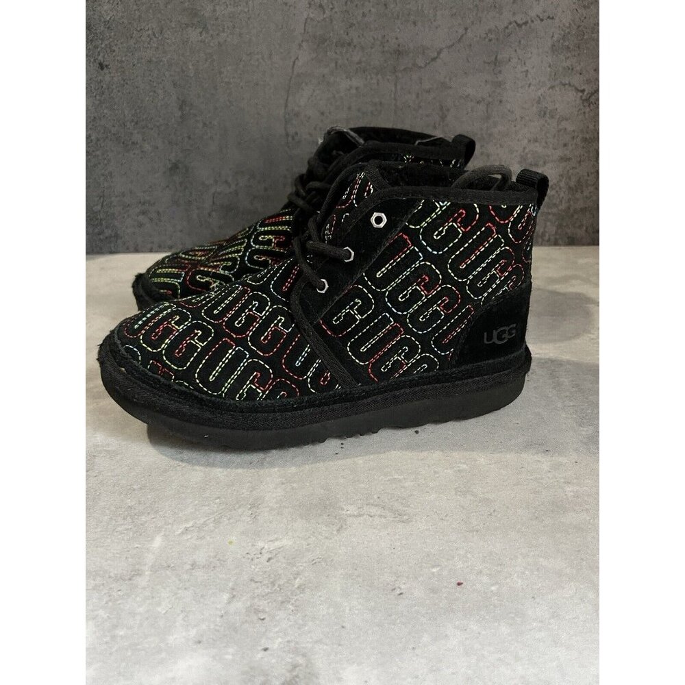 UGG Womens Size 4 Boots Shoes Black Colorful Stitch